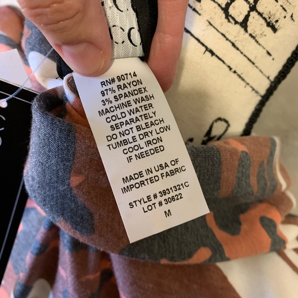 Coco Bianco Orange Brown Camo Fall Tones Cowl Neck Tunic 3/4 Sleeve NWT Size M - Picture 15 of 16